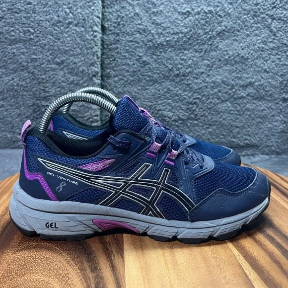 ASICS Gel Venture 8 Women's Navy Purple Trail Running Shoes Sneakers Size 8 - Picture 1 of 12